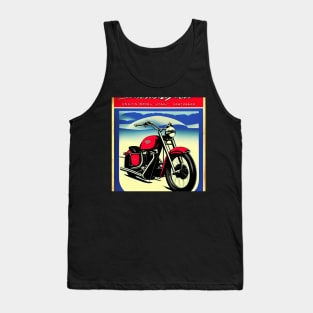 80s Vintage Red Motorcycle Poster Tank Top